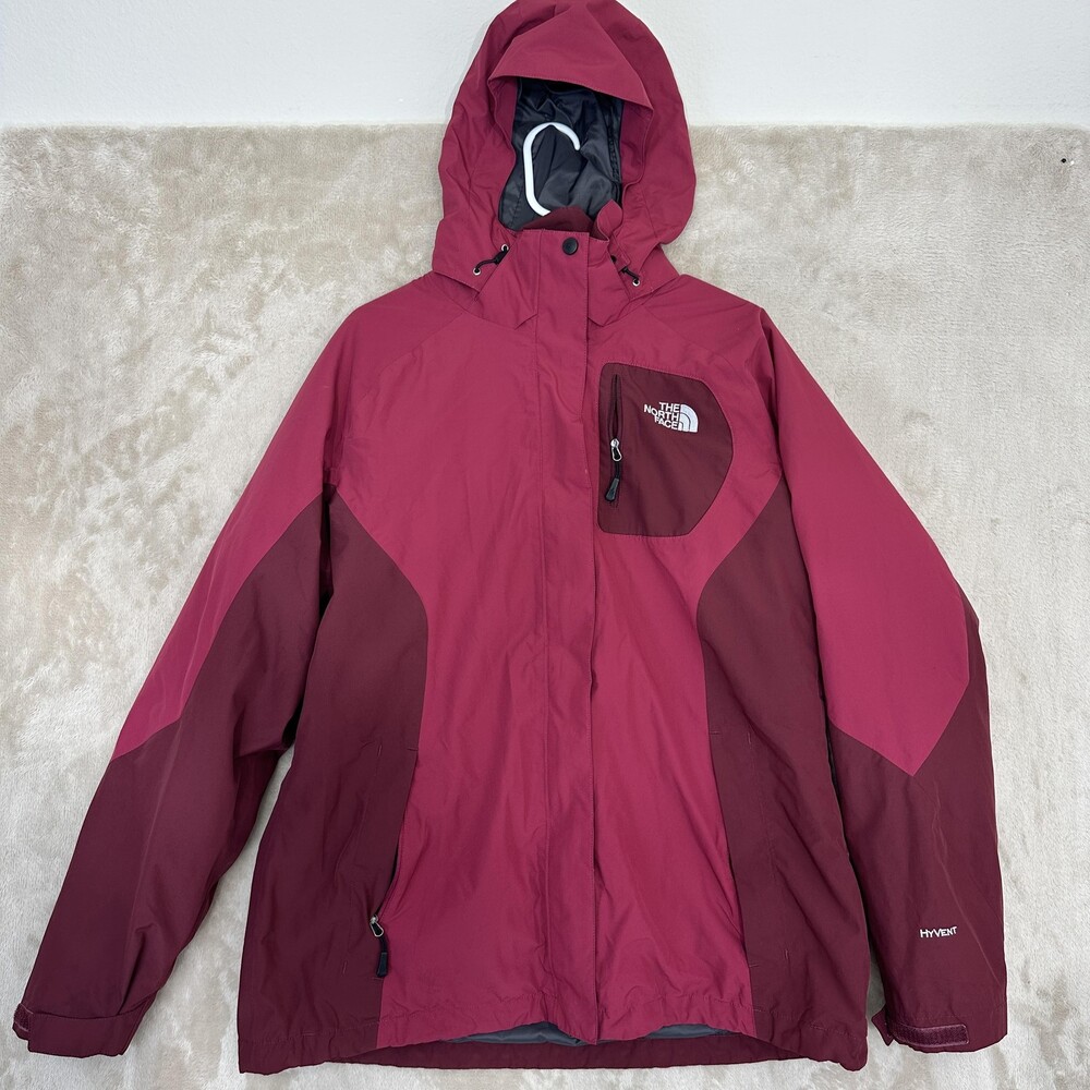 The North Face Jacket Womens XL Pink 3-in-1 Hooded Quilted Liner Winter Ski